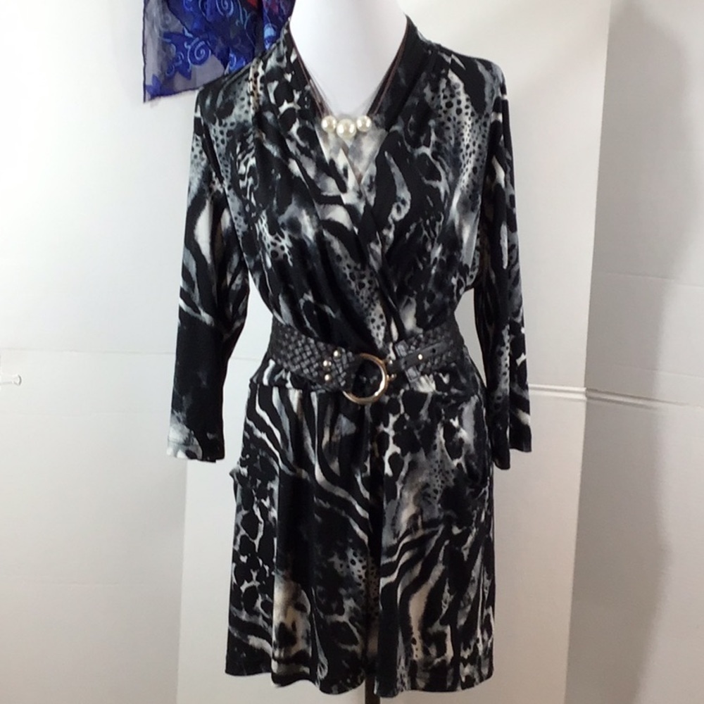 Chico’s b/w faux wrap mini dress 12